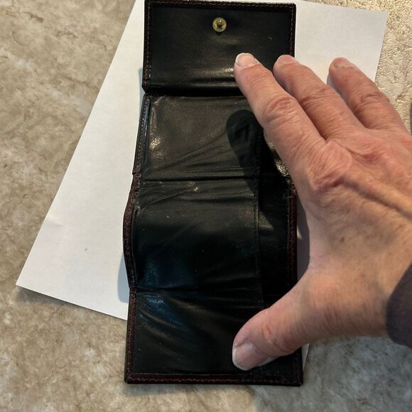 Vintage Bosca Hand Stained Hide Brown Leather Mini Wallet - Kiss Lock Coin - Picture 6 of 8